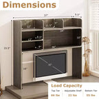 Costway Étagère de bureau à 3 niveaux avec 6 compartiments, organiseur de bureau pour ordinateur, Marron rustique/Gris/Naturel/Blanc/Beige