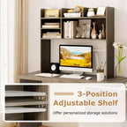 Costway Étagère de bureau à 3 niveaux avec 6 compartiments, organiseur de bureau pour ordinateur, Marron rustique/Gris/Naturel/Blanc/Beige