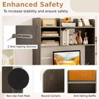 Costway Étagère de bureau à 3 niveaux avec 6 compartiments, organiseur de bureau pour ordinateur, Marron rustique/Gris/Naturel/Blanc/Beige