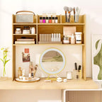 Costway Étagère de bureau à 3 niveaux avec 6 compartiments, organiseur de bureau pour ordinateur, Marron rustique/Gris/Naturel/Blanc/Beige