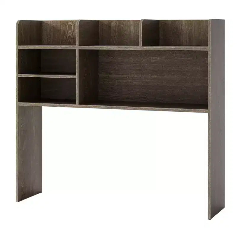 Costway Étagère de bureau à 3 niveaux avec 6 compartiments, organiseur de bureau pour ordinateur, Marron rustique/Gris/Naturel/Blanc/Beige