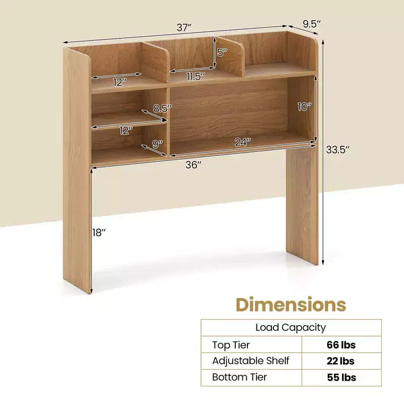 Costway Étagère de bureau à 3 niveaux avec 6 compartiments, organiseur de bureau pour ordinateur, Marron rustique/Gris/Naturel/Blanc/Beige