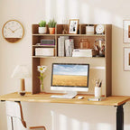 Costway Étagère de bureau à 3 niveaux avec 6 compartiments, organiseur de bureau pour ordinateur, Marron rustique/Gris/Naturel/Blanc/Beige