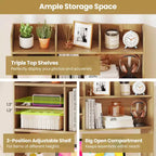 Costway Étagère de bureau à 3 niveaux avec 6 compartiments, organiseur de bureau pour ordinateur, Marron rustique/Gris/Naturel/Blanc/Beige