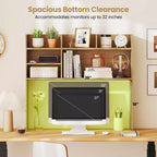 Costway Étagère de bureau à 3 niveaux avec 6 compartiments, organiseur de bureau pour ordinateur, Marron rustique/Gris/Naturel/Blanc/Beige