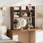 Costway Étagère de bureau à 3 niveaux avec 6 compartiments, organiseur de bureau pour ordinateur, Marron rustique/Gris/Naturel/Blanc/Beige