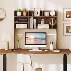 Costway Étagère de bureau à 3 niveaux avec 6 compartiments, organiseur de bureau pour ordinateur, Marron rustique/Gris/Naturel/Blanc/Beige