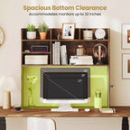 Costway Étagère de bureau à 3 niveaux avec 6 compartiments, organiseur de bureau pour ordinateur, Marron rustique/Gris/Naturel/Blanc/Beige