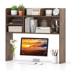 Costway Étagère de bureau à 3 niveaux avec 6 compartiments, organiseur de bureau pour ordinateur, Marron rustique/Gris/Naturel/Blanc/Beige