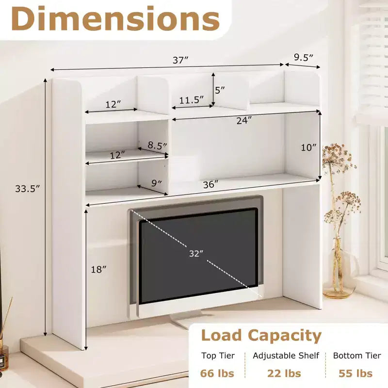 Costway Étagère de bureau à 3 niveaux avec 6 compartiments, organiseur de bureau pour ordinateur, Marron rustique/Gris/Naturel/Blanc/Beige
