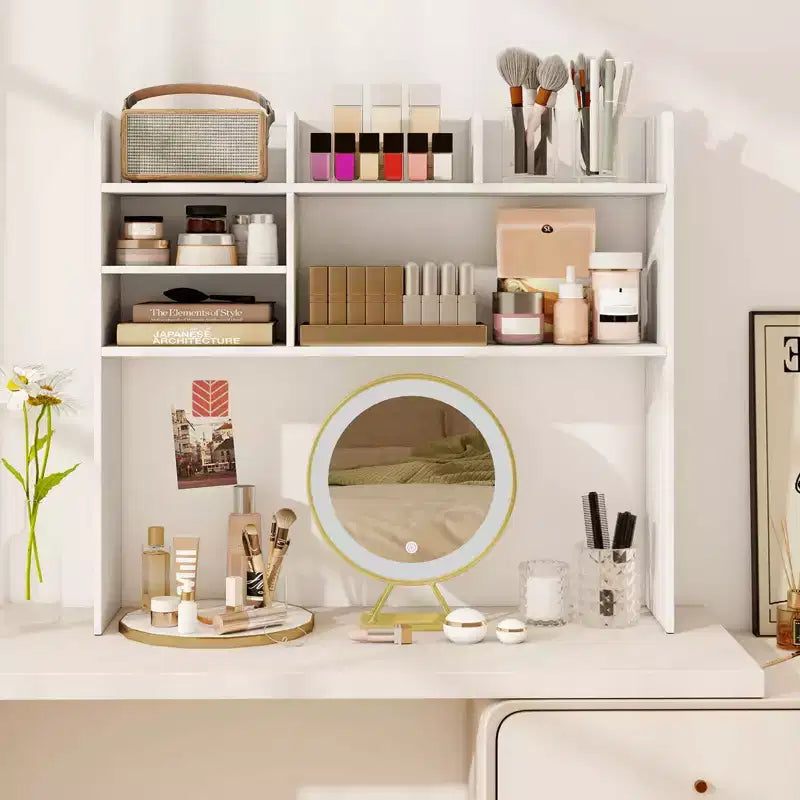 Costway Étagère de bureau à 3 niveaux avec 6 compartiments, organiseur de bureau pour ordinateur, Marron rustique/Gris/Naturel/Blanc/Beige
