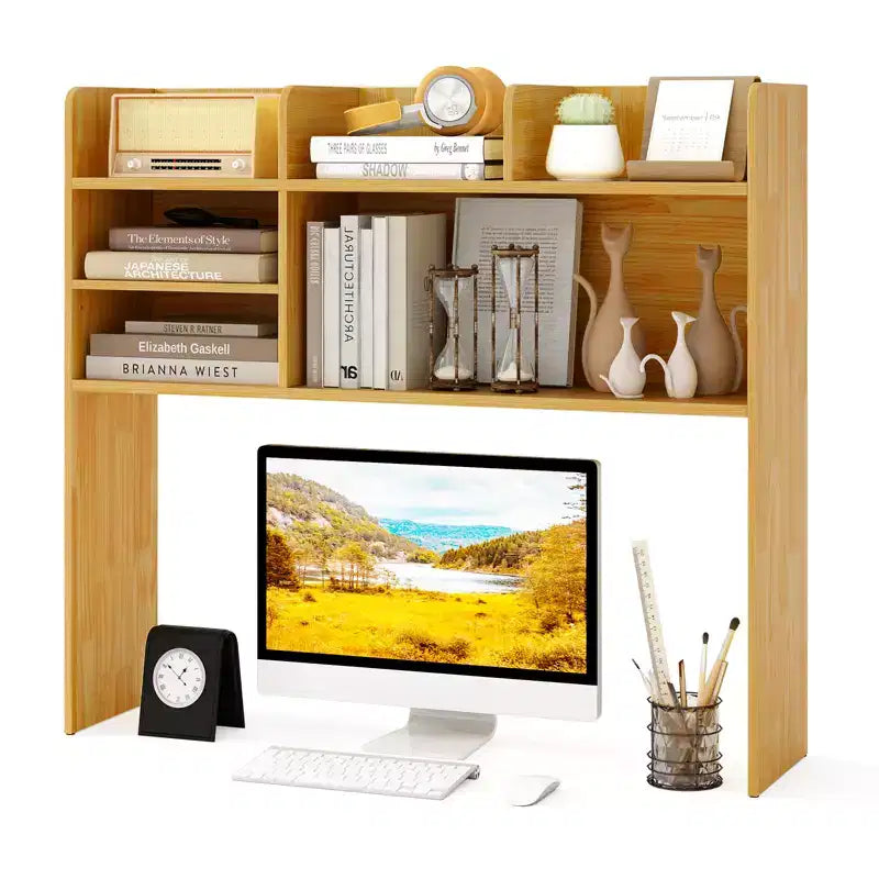 Costway 3-Tier Desktop Bookshelf with 6 Shelves Desk Organizer for Computer Desk Rustic Brown/Gray/Natural/White/Beige