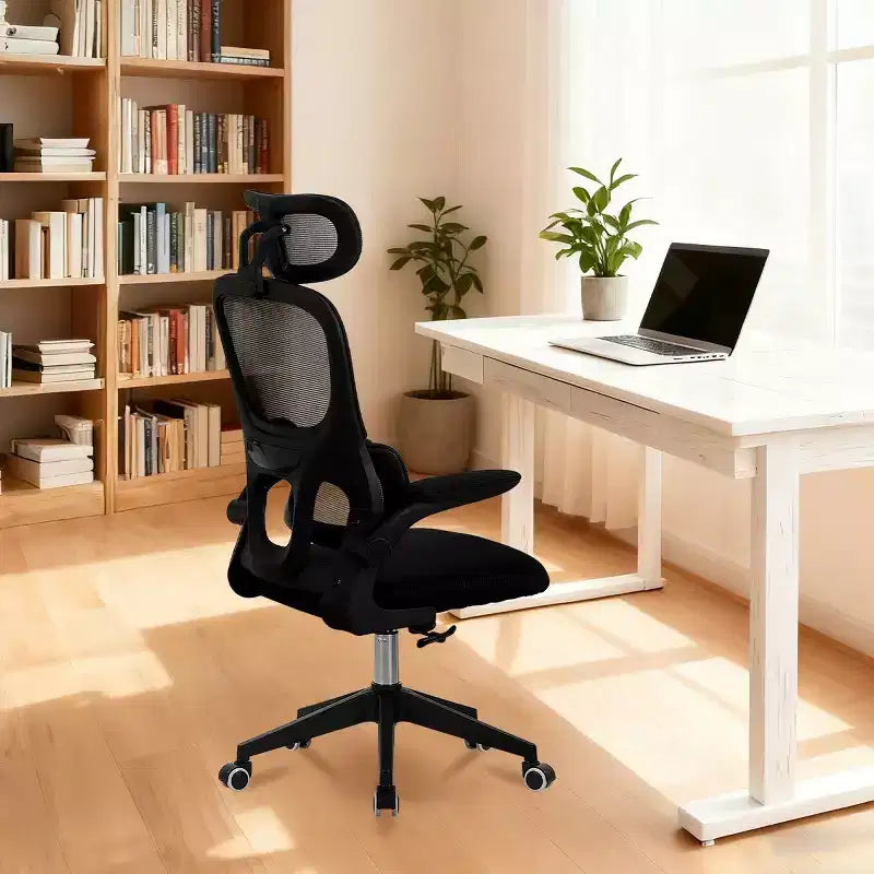 Chaise de bureau ergonomique à dossier haut, chaise de bureau en maille avec soutien lombaire réglable, chaise d'ordinateur pivotante à roulettes pour bureau à domicile - Panipeachy