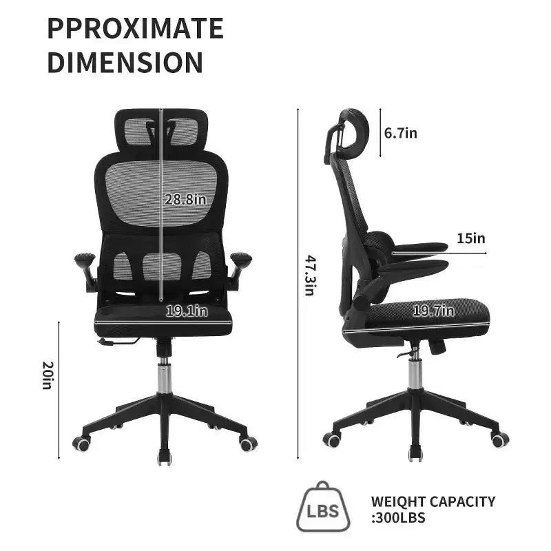 Chaise de bureau ergonomique à dossier haut, chaise de bureau en maille avec soutien lombaire réglable, chaise d'ordinateur pivotante à roulettes pour bureau à domicile - Panipeachy