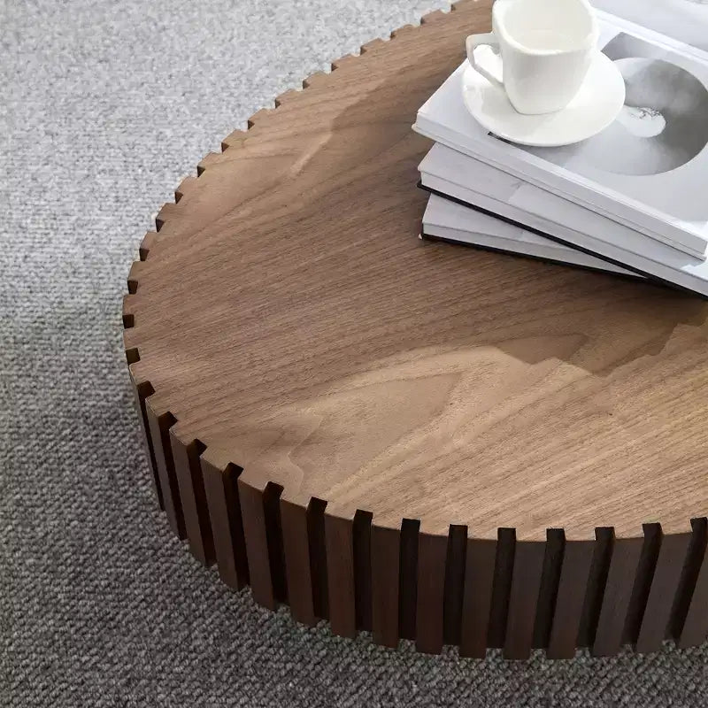 JVNOXK Table basse tambour artisanale moderne Longueur 43,7 pouces Table basse ovale pour salon, petite table basse ovale avec piédestal robuste
