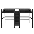 Lit superposé métallique Bellemave Twin avec double bureau, prises intégrées, armoire et étagères de rangement, cadre de lit superposé gain de place