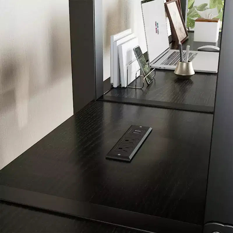 Lit superposé métallique Bellemave Twin avec double bureau, prises intégrées, armoire et étagères de rangement, cadre de lit superposé gain de place