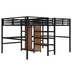 Lit superposé métallique Bellemave Twin avec double bureau, prises intégrées, armoire et étagères de rangement, cadre de lit superposé gain de place