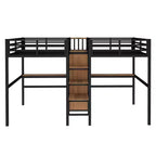 Lit superposé métallique Bellemave Twin avec double bureau, prises intégrées, armoire et étagères de rangement, cadre de lit superposé gain de place