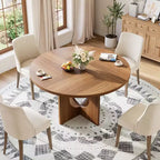 Table à manger ronde de 47" pour 4 à 6 personnes, meuble moderne et peu encombrant pour cuisine et salon avec base piédestal robuste