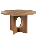 Table à manger ronde de 47" pour 4 à 6 personnes, meuble moderne et peu encombrant pour cuisine et salon avec base piédestal robuste