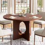 Table à manger ronde de 47" pour 4 à 6 personnes, meuble moderne et peu encombrant pour cuisine et salon avec base piédestal robuste
