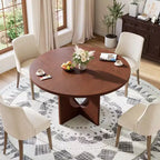 Table à manger ronde de 47" pour 4 à 6 personnes, meuble moderne et peu encombrant pour cuisine et salon avec base piédestal robuste