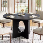 Table à manger ronde de 47" pour 4 à 6 personnes, meuble moderne et peu encombrant pour cuisine et salon avec base piédestal robuste