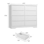 Commode en bois à 8 tiroirs – Grande commode moderne, rangement profond, plateau large pour chambre à coucher, salon, couloir, chambre d'enfant