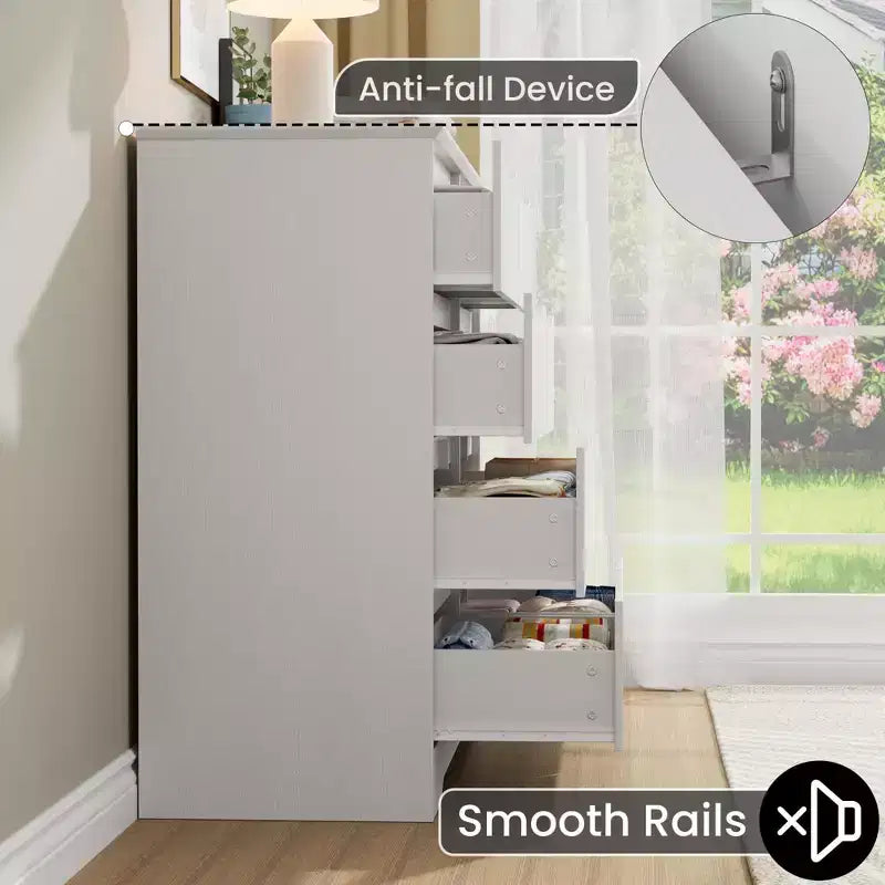 Commode en bois à 8 tiroirs – Grande commode moderne, rangement profond, plateau large pour chambre à coucher, salon, couloir, chambre d'enfant