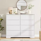 Commode en bois à 8 tiroirs – Grande commode moderne, rangement profond, plateau large pour chambre à coucher, salon, couloir, chambre d'enfant