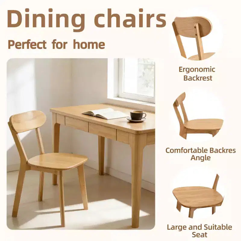 Chaises de salle à manger GDFStudio Dalton Mid Century Modern en bois massif avec dossier incurvé ergonomique (lot de 2)