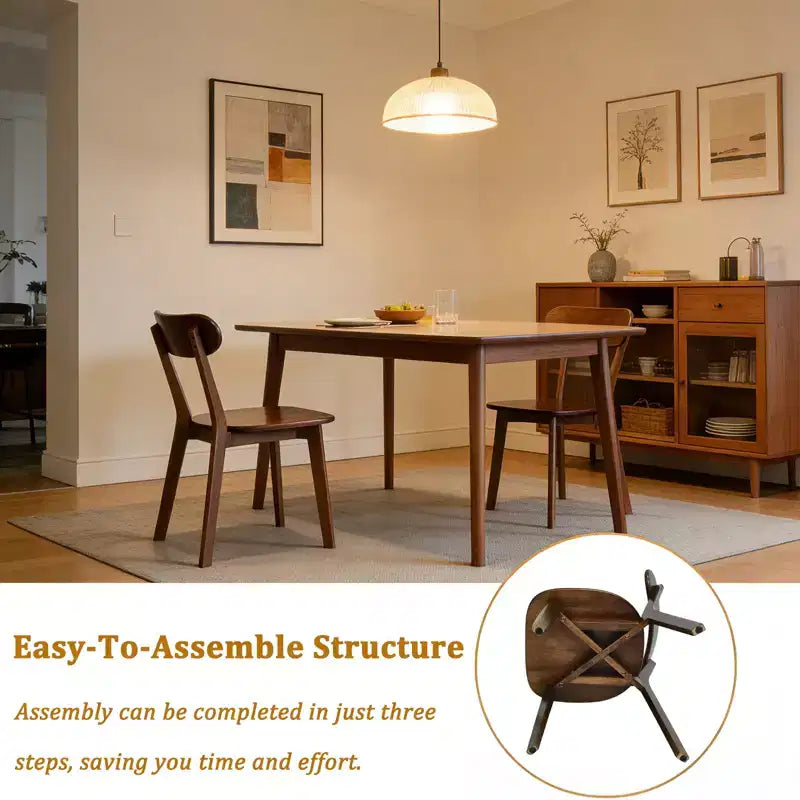 Chaises de salle à manger GDFStudio Dalton Mid Century Modern en bois massif avec dossier incurvé ergonomique (lot de 2)