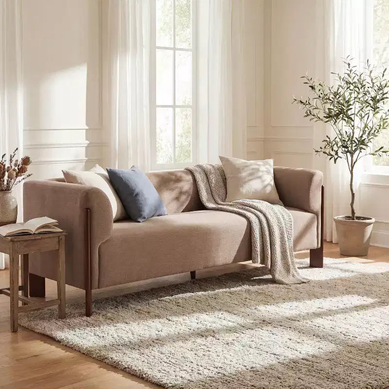 Canapé rembourré moderne en bois 3 places Christopher Knight Home Patcharee 80