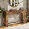 Lantine 63-Inch Solid Wood Console Table, Farmhouse Entryway Table with 2 Drawers for Hallway, Living Room, Foyer, Behind Couch, Narrow Sofa Table
