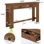 Console en bois massif Lantine de 63 pouces, table d'entrée de style rustique avec 2 tiroirs pour couloir, salon, hall d'entrée, derrière le canapé, table console étroite