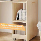 MooxvMoo Bureau Extensible avec Étagères de Rangement et Roulettes Mobiles, Table d'Ordinateur Pliable pour Petits Appartements et Bureaux à Domicile, Burlywood