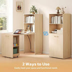 MooxvMoo Bureau Extensible avec Étagères de Rangement et Roulettes Mobiles, Table d'Ordinateur Pliable pour Petits Appartements et Bureaux à Domicile, Burlywood