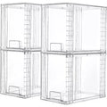 Vtopmart 4 Pack 9.7 Clear Plastic Stackable Storage Drawers,for Skincare, Bathroom Supplies,Ideal for Cabinet,Undersink,Vanity,Kitchen,Pantry