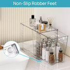 Vtopmart Lot de 4 tiroirs de rangement empilables en plastique transparent de 24,6 cm, pour soins de la peau, fournitures de salle de bain, idéal pour les armoires, sous l'évier, la coiffeuse, la cuisine, le garde-manger