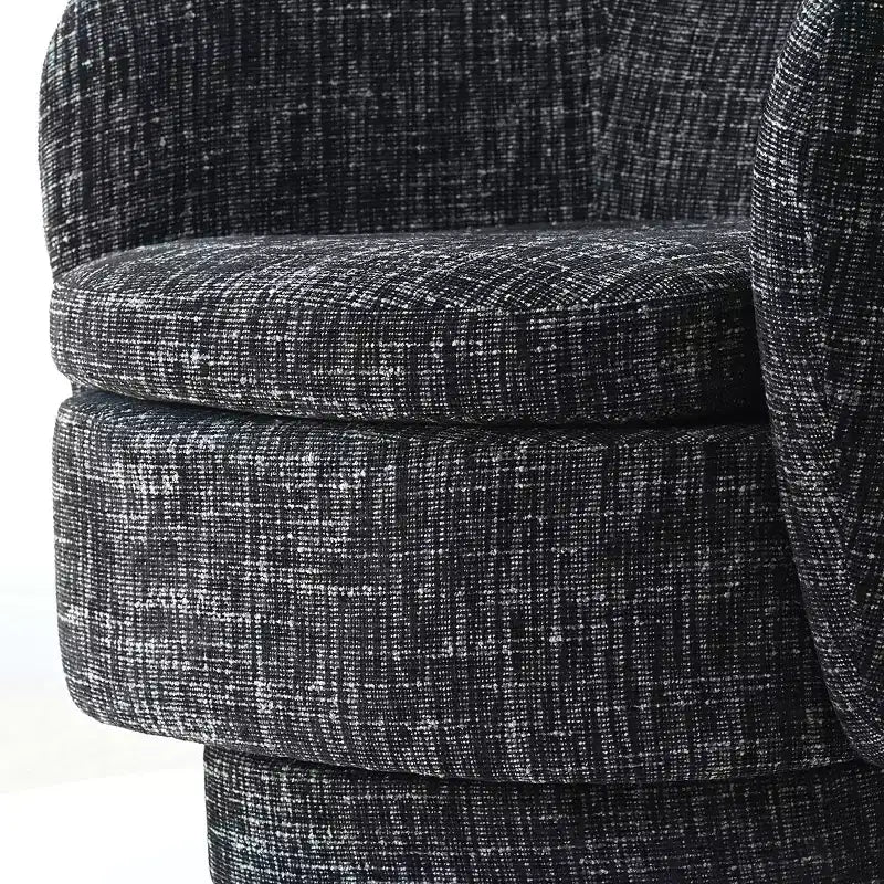 Ensemble de 3 pièces d'assise moderne avec 2 fauteuils pivotants ronds et une table d'appoint ronde à piédestal noire pour salon ou coin lecture - Panipeachy