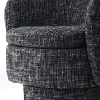 Ensemble de 3 pièces d'assise moderne avec 2 fauteuils pivotants ronds et une table d'appoint ronde à piédestal noire pour salon ou coin lecture - Panipeachy
