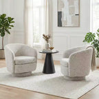 Ensemble de 3 pièces d'assise moderne avec 2 fauteuils pivotants ronds et une table d'appoint ronde à piédestal noire pour salon ou coin lecture - Panipeachy