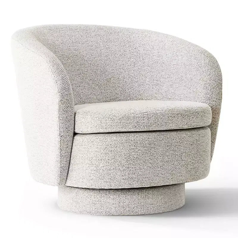 Ensemble de 3 pièces d'assise moderne avec 2 fauteuils pivotants ronds et une table d'appoint ronde à piédestal noire pour salon ou coin lecture - Panipeachy