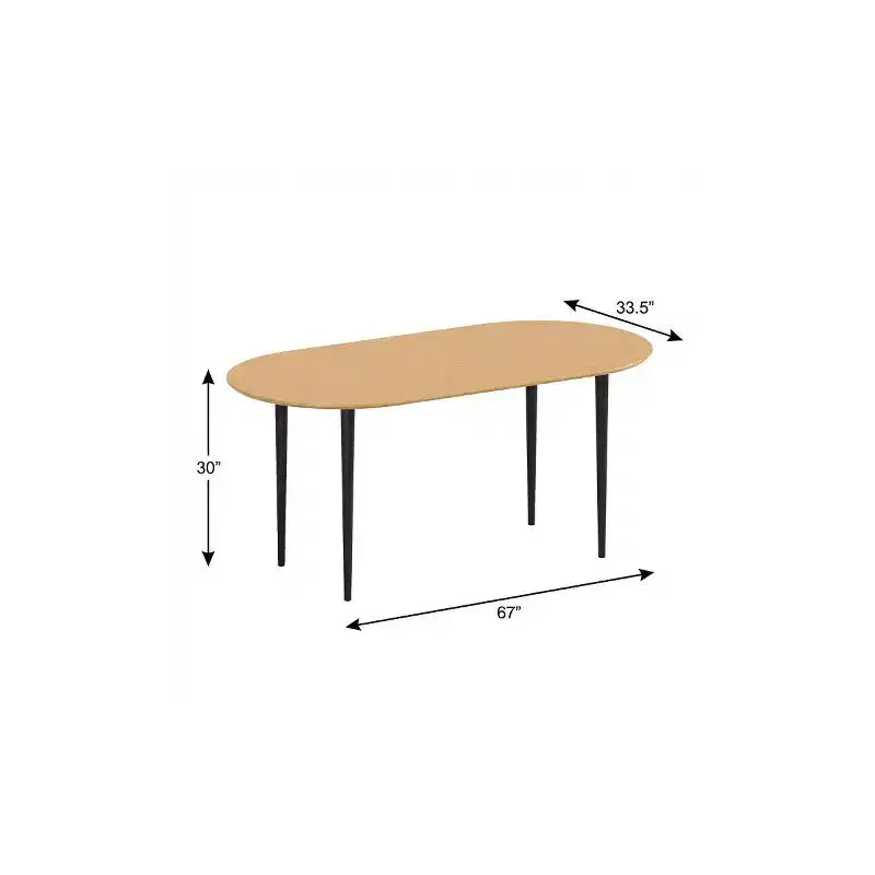 HomeRoots Table à manger ovale en bois massif 67 po, naturel et noir
