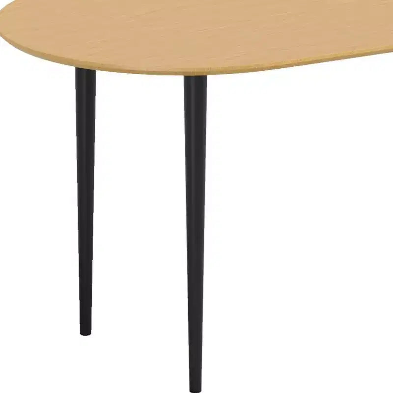 HomeRoots Table à manger ovale en bois massif 67 po, naturel et noir
