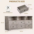 Commode moderne de 160 cm, chiffonnier en bois à 6 tiroirs avec étagères ouvertes, meuble de rangement TV pour chambre à coucher, salon, capacité de 180 kg, chêne