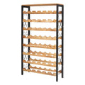 VEVOR 48 Bottle Wine Rack,8-Tier Iron Wine Bottle Holder With Wood Table Top,Freestanding Floor Display Wine Storage Shelves, Black