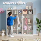 Vestiaire à 5 sections avec 10 casiers et crochets - Organisateur de rangement spacieux pour enfants, salle de classe, crèche, maternelle