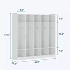 Vestiaire à 5 sections avec 10 casiers et crochets - Organisateur de rangement spacieux pour enfants, salle de classe, crèche, maternelle